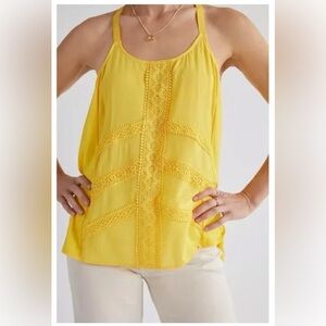 TINY ANTHROPOLOGIE yellow embroidered tank - size M